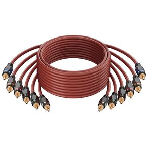 Adoreen 6-Chanel RCA Audio Cable 8 Ft, Oxygen Free Copper Male to Male Twisted Pair RCA Interconnect Cable with Noise Reduction, Gold-Plated Premium Series for Car Stereo,Amplifier,Subwoofer,Speaker