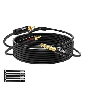 1/4 inch to 2RCA Audio Cable 4 FT, 6.35mm TRS to Dual RCA Stereo Audio Y Splitter Cable, Quarter inch Stereo to 2 RCA Connector, Gold-Plated Plug, Pure Copper Cable, Aluminum Shell, with 5 Cable Ties