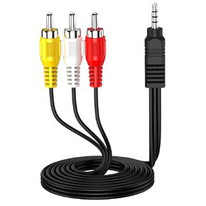 3.5mm to RCA Camcorder Handycam AV Audio Video Output Cable, 1/8" TRRS to 3 RCA Male Plug AUX Cable Cord for TV,Smartphones,MP3, Tablets,Home Theater,Speakers- (5ft/1.5m)