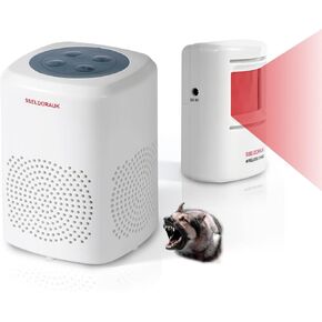 S SELDORAUK Motion Sensor Doorbell, Dog Barking Alarm Guard Wireless Infrared Detect Alert Door Chime for Home Security Entry Repelling Wildlife Rang 1000ft 110dB 4 Volume Level (1Receiver+1Detector)