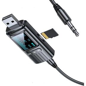 Bluetooth 5.4 Transmitter Receiver,2 in 1 Audio Wireless Adapter,with 3.5MM Aux Jack LED Display Speaker Headphone, for TV/PC/Headphones/Car Home Stereo AUX Bluetooth Audio Adapter