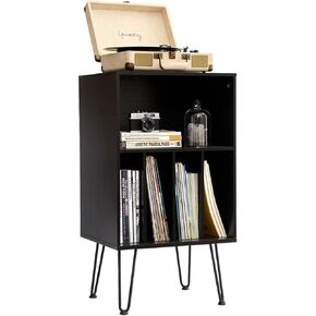 Black Record Player Stand with Vinyl Storage, Vinyl Storage Rack, Record Player Cabinet Holds Up to 150 Albums for Living Room, Bedroom Office, BC7035HS in Saudi Arabia