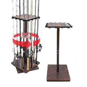 Fishing Rod Holder for Garage, Boat & Truck – Portable Rack for Ground & Storage – 16-Rod Capacity, 360° Rotating Organizer
