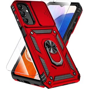 SunStory for Samsung Galaxy A16 5G Case with HD Screen Protector & Slide Camera Cover & Kickstand, Samsung A16 5G Case [Military-Grade] Phone Case for Samsung Galaxy A16 (Red)