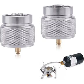 NIIIYTYB 2 Pieces Butane to Propane Adapter 1 Lb Propane Small Tank Input EN417 Valve Output Camping Stove LPG Adaptor Isobutane Outdoor Cylinder Canister Converter