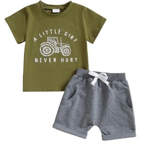 Hnyenmcko Toddler Baby Boy Clothes Set Letter Print Short Sleeve Crewneck T-Shirt Solid Color Shorts Set 2Pcs Summer Outfits