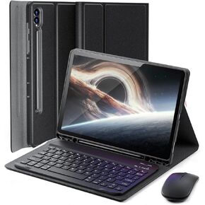 Case Keyboard for Samsung Galaxy Tab S10 Ultra / S9 Ultra / S8 Ultra 14.6 inch - Mouse and Detachable Keyboard, Slim Case with S Pen Holder, Auto Sleep/Wake (Black)