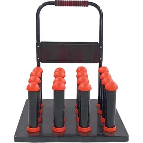 HSW Vinyl Roll Storage Cart with Handle 16-Roll, Heavy Duty Digital Media Roll Stand, Holds 3" Core Rolls, Ideal for Paint Protection Roll/Photography Paper/Blueprint/Windows Film Rolls (Black)