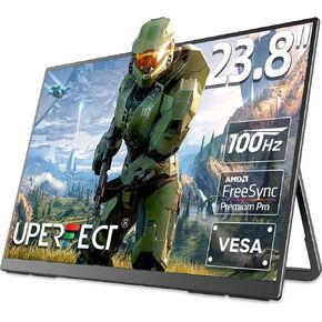 UPERFECT 24" 100HZ Portable Monitor w/ 180°Adjustable Kickstand & VESA, Large Portable Gaming Monitor with HDMI Type C, External Portable Monitor for Laptops, Steamdeck, MacBook, Phones, Mini PC