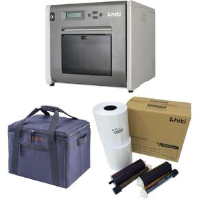Hiti P525L Compact Dye Sub Event Photo Printer, for Booth Portrait Printing - Bundle 4x6Media for Photo Printer P520 & P520L + Slinger Padded Printer Carrying Case