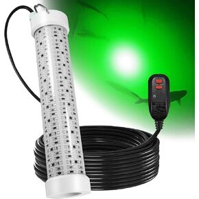 Underwater Fishing Light with 100ft Cable, 110V 400W 40000LM GFCI Safety Plug Brightness Green LED Submersible Light Attractants for Docks/Boats/Kayaks, IP69K Rated for Fresh & Salt Water