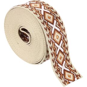 uxcell 5 Yards Cotton Webbing Strap, 2-inch(50mm) Jacquard Webbing Ribbon Embroidery Polyester Webbing Straps Purse Strap Belt for Purse Bag Crafts Clothing, Light Gray-White