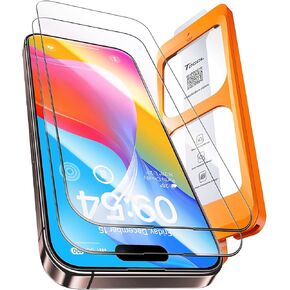 TOCOL for iPhone 16 Plus Screen Protector/iPhone 15 Plus Screen Protector [9H Hardness] [Military Grade Shatterproof] HD Tempered Glass Full Coverage Easy Installation 2 Pack Clear