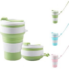 3 Pcs Silicone Collapsible Travel Cups - 12oz Capacity, Perfect for Travel & Camping - Foldable with Lid for Easy Storage - Reusable & Durable Collapsible Cups for Drinking on the Go