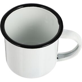PartyKindom White Enamel Coffee Mug - Vintage Camping Mug with Handle - Metal Enamel Cup for Tea Milk Juice Water and Beverages for Picnic BBQ and Outdoor Activities