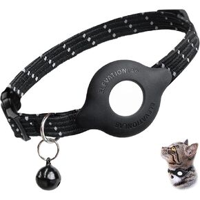 Tagvault ™ Airtag Cat Ciroplear Breakaway - طوق Cat Airtag الآمن | Ultra-Compact ، لا يتدلى ، إعادة صياغة ، جرس | ElevationLab (مع ذوي الياقات)