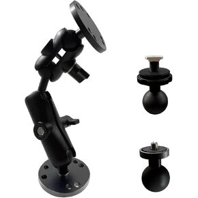 Fish Finder Mount, 1" Ball Mount with Aluminum Arm Extension, T-Bolt Attachment for Track Mount & Backup Camera Monitor, B Size Compatible with RAM, Double AMPS Round Plate for GPS/Boats/Industry
