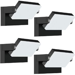 LEDMO LED Flood Lights Outdoor - 360 Adjustable Head 60W Wall Pack Switch Control Modern Exterior Lighting Fixtures Commercial Security 5000K Wall Mount for Shop,Barn,Garage Yard 4 Pack,Black