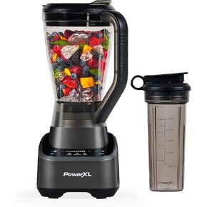 PowerXL SensiMax Blender + Personal To Go Cup – Smart Sensing Technology, Quieter Blending, 3 Functions (Chop, Smoothie, Ice Crush), 10 Speed Controls, 72OZ Pitcher, 1500 Watts