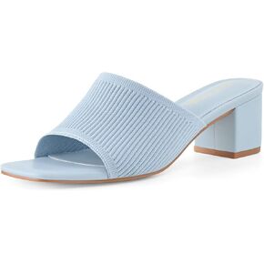 صنادل بكعب منسوج من Shoe'N Tale للنساء بكعب مربع مفتوح من الأمام وكعب مكتنز وكعب منخفض سهل الارتداء