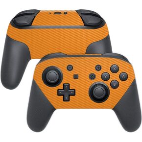 MightySkins Carbon Fiber Skin for Nintendo Switch Pro Controller - Solid Orange | Protective, Durable Textured Carbon Fiber Finish | Easy to Apply, Remove, and Change Styles | Made in The USA