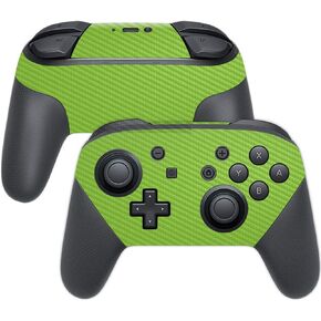 MightySkins Carbon Fiber Skin for Nintendo Switch Pro Controller - Solid Lime Green | Protective, Durable Textured Carbon Fiber Finish | Easy to Apply, Remove, and Change Styles | Made in The USA