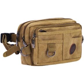 Fanny Packs for Women Men Vintage Canvas Waist Bag Pack Large Capacity Hip Bum Bag with Adjustable Strap Waterproof Casual Crossbody Wallet Waist Bag for Sport Hiking Running Walking Cycling Camping