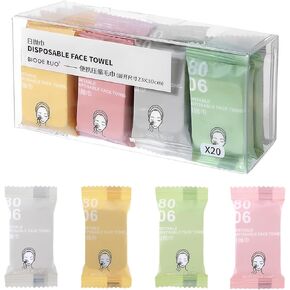 Compressed Towels, 20 Pcs Pure Cotton Compressed Towel Tablets Portable Compressed Face Towels Travel Towel Sheet Travel Wash Cloth Travel Face Towels Mini Towels for Camping Travel