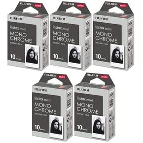 Fujifilm Instax Mini Monochrome Film (10 Exposures, Credit Card-Sized) 5-Pack (5 Items)