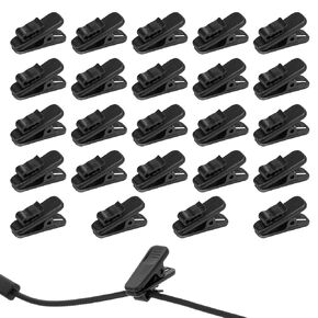 24 PCS Lapel Mic Clip, Headset Wire Clips for Earphone Wire, 1 Inch Length Small Earphone Wire Clip Black Headphone Mount Cable Clothing Clip Earbud Clip for Most Headset Wire Earphone