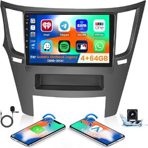 8-Core 4+64G Android Car Stereo Screen for Subaru Outback Legacy 2010-2014 Radio Upgrade, 9'' Touch Screen with Wireless CarPlay Android Auto, Bluetooth, GPS Navigation, AHD Backup Camera