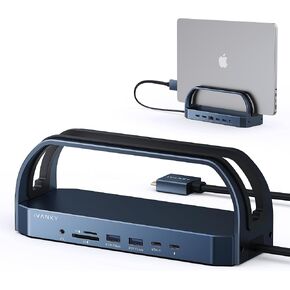 iVANKY 12-in-2 FusionDock 2 Vertical Docking Station Stand for MacBook Pro with 150W Power Adapter, Dual 4K@60Hz Monitor Dock for Mac M3/M4 Pro/Max Display 2x HDMI, 96W PD, 6 USB, Ethernet SD/TF Audio