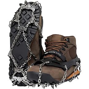 Trail Spikes Crampons Ice Grips for Hiking - Winter Shoes/Boots with 14 Stainless Steel Spikes, Anti-Slip Traction Cleats for Snow Ice Walking Climbing Mountaineering (Black, XL)