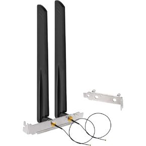 Eightwood WiFi 6 6E Antenna Tri-Band 2.4GHz 5GHz 6GHz + 10in IPEX MHF4 to PR-SMA Cable + Computer Slot Bracket for M.2 NGFF Intel Wireless Network Card