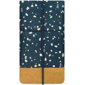 Moin Padded Cotton Phone Sleeve with Rubber Closure - Handmade Case for iPhone 13/14/15 Pro Max, iPhone 13/14/15 Pro, iPhone 13/14, Galaxy S22 Ultra, Other (6.1-6.9 inches) (Terrazzo)