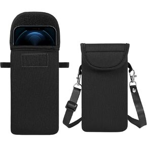 YICHEEY Neoprene Phone Sleeve Bag Pouch Case with Crossbody Strap Compatible for iPhone 16 Pro Max 16 Plus/Galaxy S24 Ultra S24+ S23 FE / A55 A35 A25 A24 A15 / Pixel 9 Pro 8a / OnePlus 12 (Black)