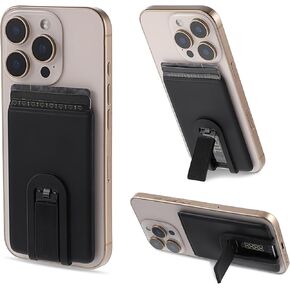 Cell Phone Wallet,Phone Card Holder,Silicone Phone Wallet Case with Support Leg,Phone Card Holder Stick on Card,Holder Phone Case for Most Smartphones,Card Storage and Can Support(Black)