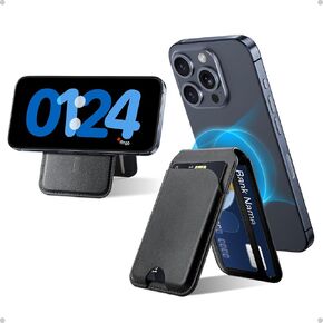 Magnetic Wallet, Compatible with MagSafe Wallet for iPhone, Mag-Safe Wallet with Adjustable Stand for iPhone 16/15/14/13/12 Series, Not for iPhone Mini, Magnetic 3 Card Holder, Vegan Leather, Black