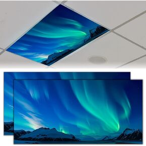 2PCS Fluorescent Light Covers for Classroom, Magnetic Galaxy Light Filter, Ceiling Decorative Light Filters for Office Classroom Home, 4 x 2 Feet Ceiling Light Diffuser Sheet (Cosmic Blue)