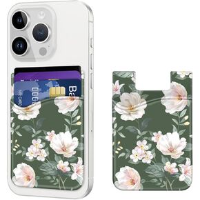 Silicone Phone Wallet, Card Holder for Back of Phone, Pocket Stick on Phone Case, Sleeve Compatible for iPhone, Android, Samsung Galaxy, Lemon