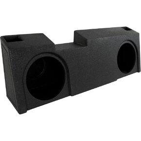 QPower QBGMC19210 Underseat Upfire Dual 2 Hole 10 Inch Ported Subwoofer Box with Bed Liner Spray Compatible with 2019-2022 GMC/Chevy Crew Cab and Double Cab