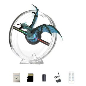 Missyou 3D Hologram Fan,14CM 3D Holographic Fan with WiFi Projector and 700 Video Library -HD Tabletop LED Ceiling Light for Shops, Bars
