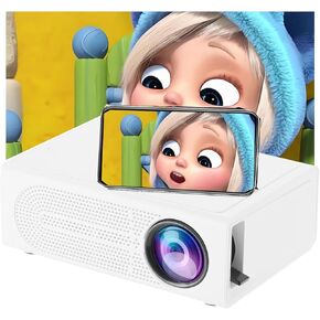Mini Portable Projector for iPhone -Adorezyp Video Projector HD 1080P Support Pico Movie Projector to Watch Cartoon, Phone Projector Compatible with USB for Kids (White)