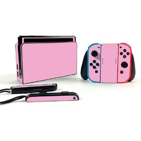 MightySkins Skin Compatible with Nintendo Switch OLED - Solid Pink | Protective, Durable, and Unique Vinyl Decal wrap Cover | Easy to Apply, Remove, and Change Styles | Made in The USA