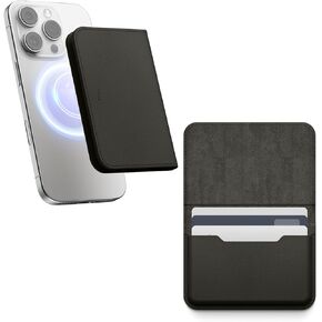 elago Magnetic Vegan Leather Wallet Card Holder 3-Cards Compatible with MagSafe for iPhone 16/15/14/13/12 Series - Secure Phone Wallet, Scratch and Damage Protection [Black]