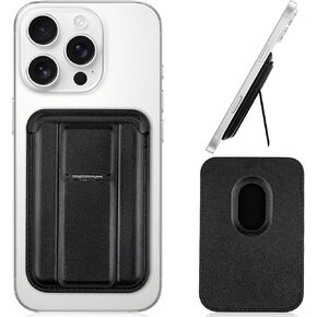 2025 New 2 in 1 Magnetic Wallet, for MagSafe Wallet with Adjustable Stand, Minimalist & Slim Magnetic Card Holder Wallet for iPhone 16/15/14/13/12 Series, Mag Safe Wallet Vegan Leather, Black