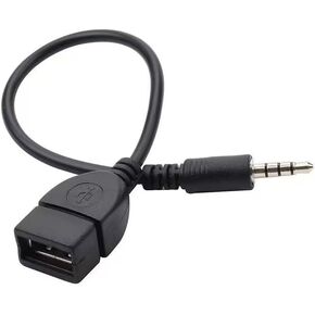 Black USB to AUX Adapter Cable,3.5mm Male AUX Plug to USB 2.0 Female Converter Adapter Cable Cord for Car Aux Port 20cm/8-inch Length Black OTG Adapter Accessories