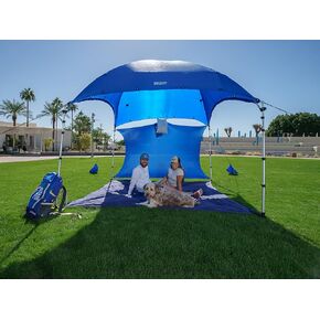 Basecamp Pop up Beach Tent Sun Shelter | 9.5x6.5 Ft Beach Cabana, Portable Sun Shade Canopy, Outdoor Camping Canopy, Beach, Picnic, Backyard, Pool | Converts to Hammocks, Grass Anchors