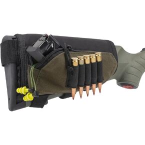 Allen Company Buttstock Shell Holder و Bouch for Rifles - Ammo Pouch ، Holder - Size Universal سوف يناسب معظم البنادق والبنادق - خيارات أخضر أو ​​أسود أو كامو