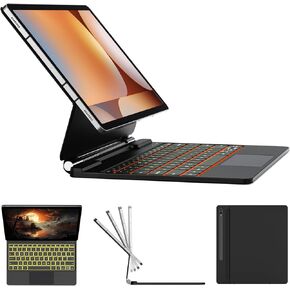 Keyboard Case for Samsung Galaxy Tab S10+ Plus/S9+ Plus/S9 FE+ Plus/S8+ Plus/S7+ Plus/S7 FE 12.4" Tablet,Magnetic Floating Cantilever Design,Multi-Function Touchpad,7 Colors Backlit,S Pen Holder,Black